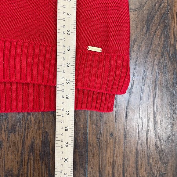 Calvin Klein Sweater Large Red Cowl Neck Pullover Women's Long Sleeve - Picture 9 of 12